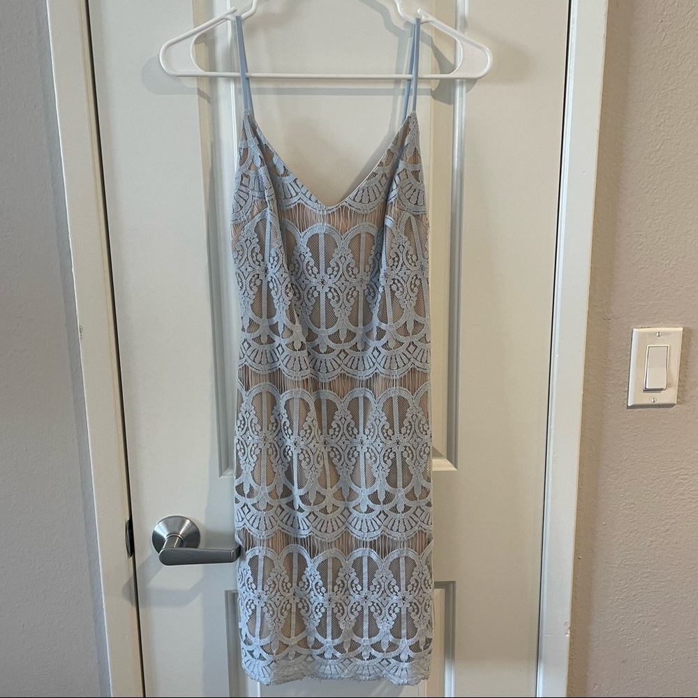 ☆ Blue & Cream/Tan Lace Leith Dress, Nordstrom